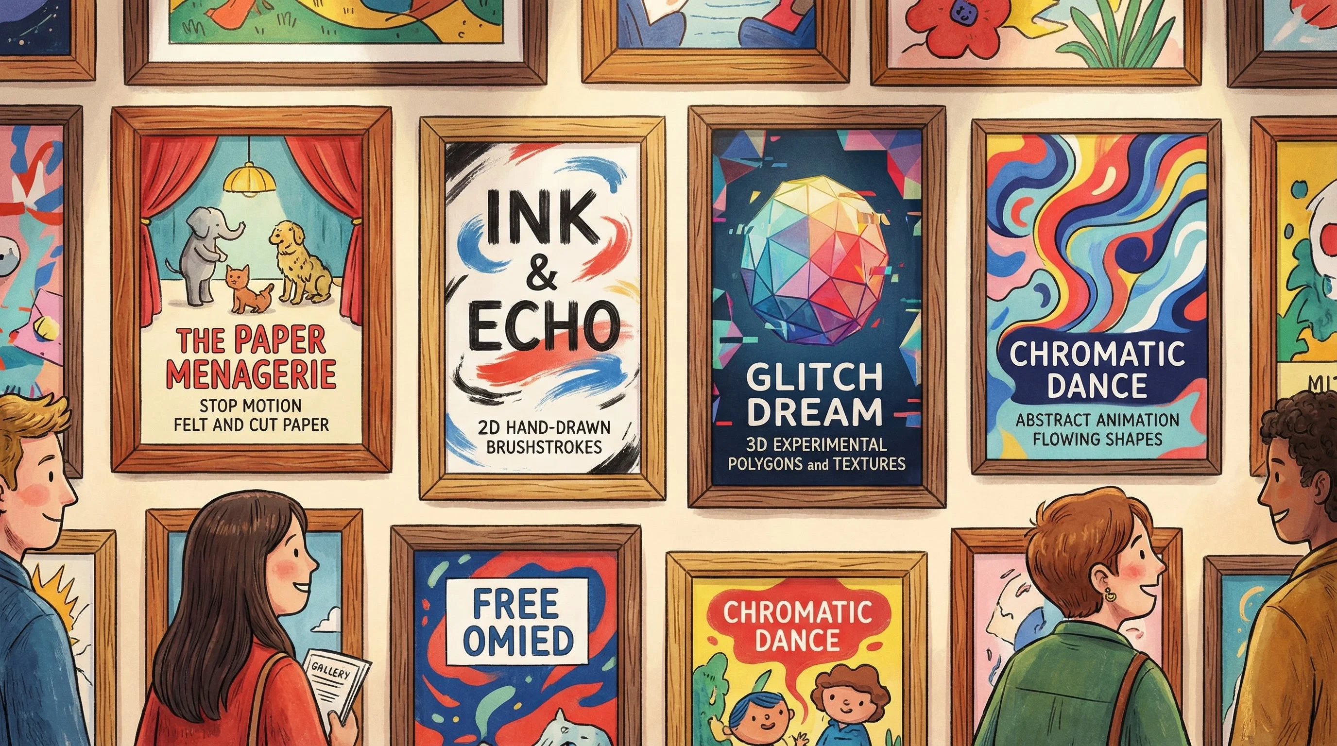 独立动画作品展览画廊 - 多种风格动画海报展示